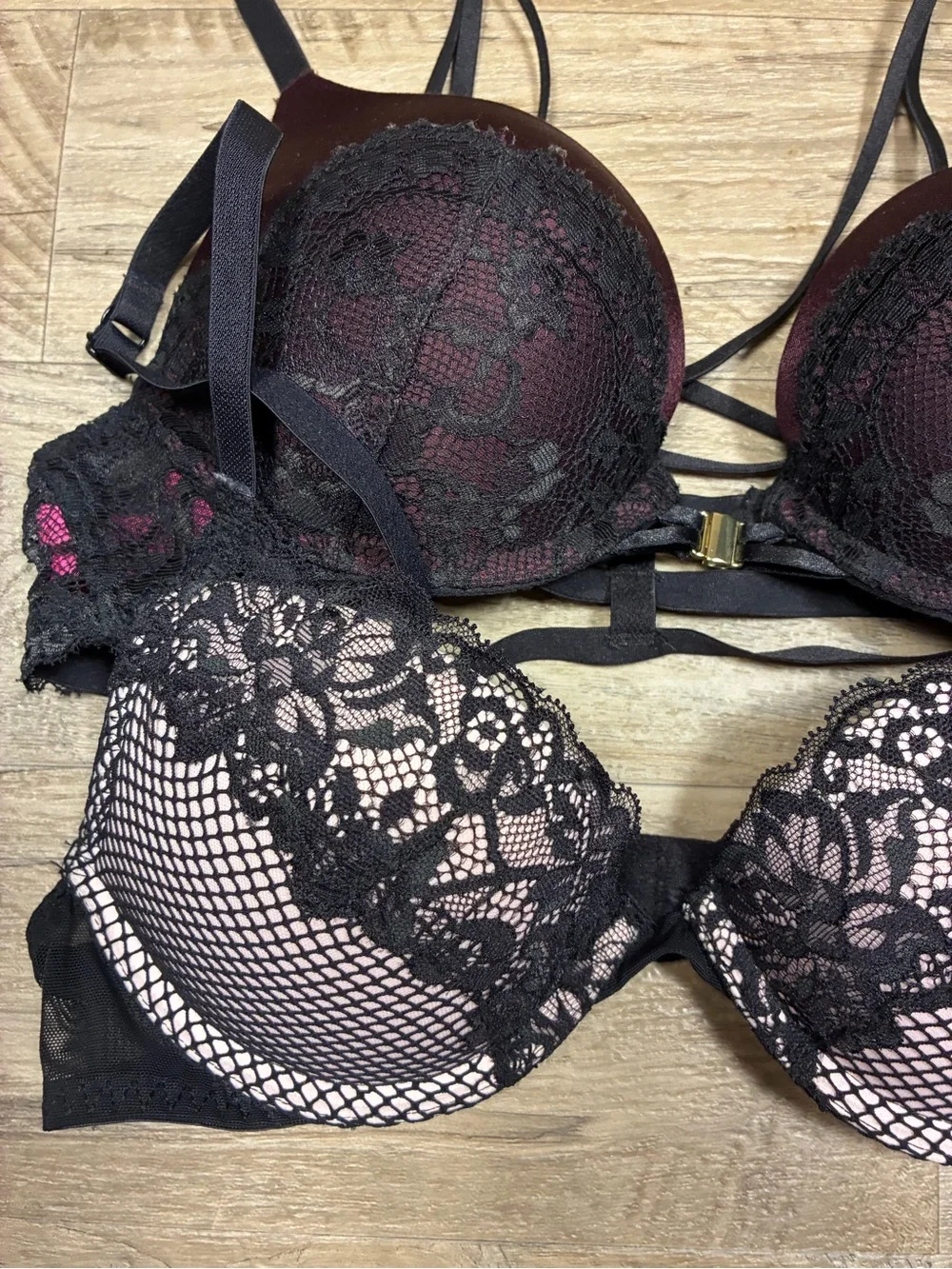 La Senza 2 Push Up Bras Obsession Plunge Lace Hello Sugar